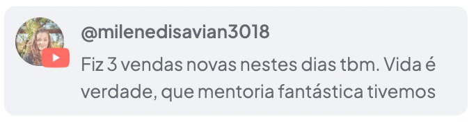 Depoimento de Milene no YouTube