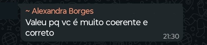 Depoimento de participante via WhatsApp